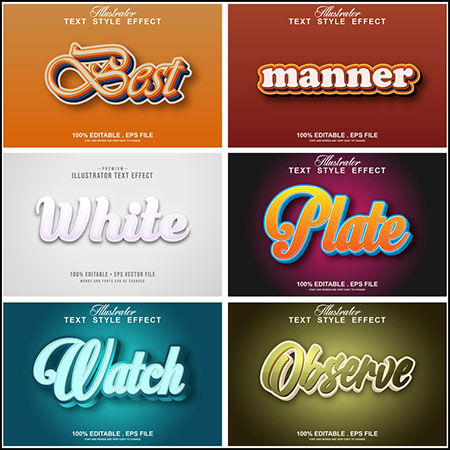 6款创意艺术字3D立体艺术字文本样式矢量模版39