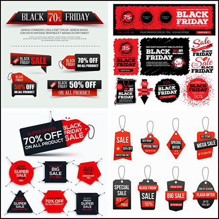 6套黑色星期五促销标签横幅广告模板第一素材网矢量素材精选