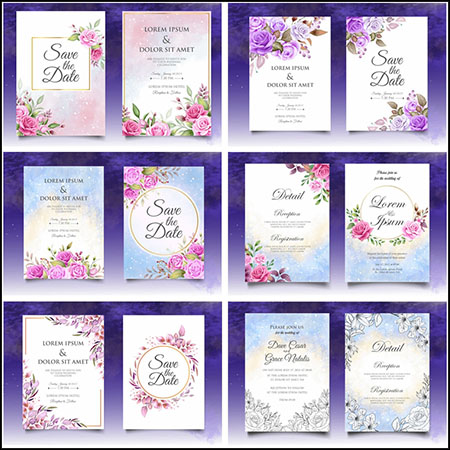 7套浪漫婚礼邀请卡活动邀请函第一素材网矢量模板精选