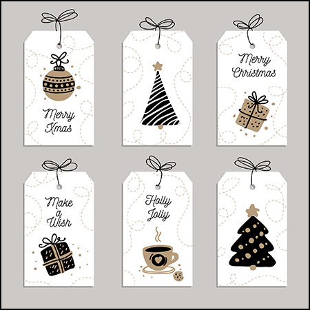 6款手绘圣诞节吊牌标签第一素材网矢量模板精选