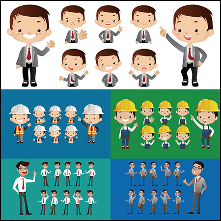 可爱的职业套装人物插图第一素材网矢量素材精选