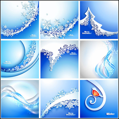 26款冬季雪花装饰和红腹灰雀第一素材网矢量背景精选素材