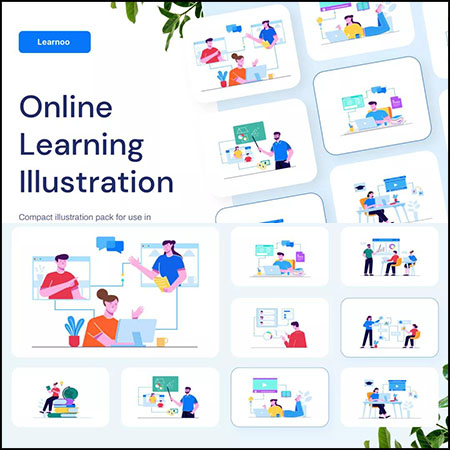 在线学习网上教育插图模板打包第一素材网矢量素材精选