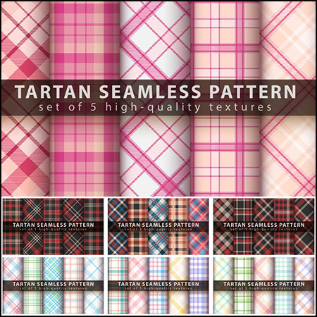 9套经典格子图案无缝背景第一素材网矢量素材精选