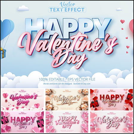 7款浪漫情人节英文艺术字创意横幅背景第一素材网矢量素材精选