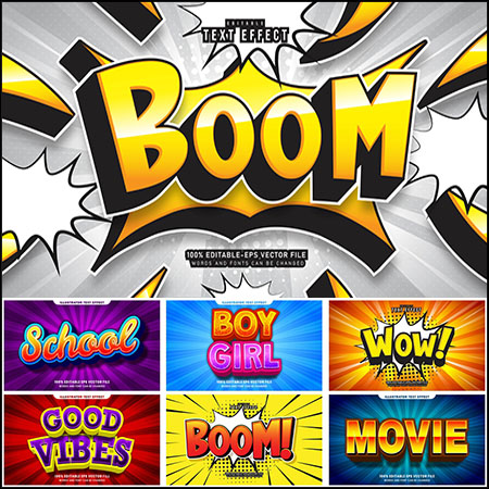 7款创意艺术字3D立体艺术字文本样式矢量模版44