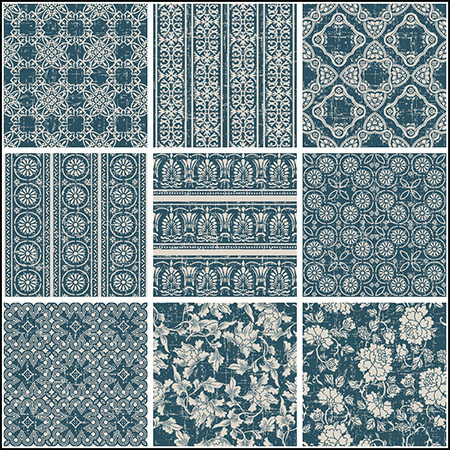 19款欧式复古花纹花卉无缝图案背景第一素材网矢量素材精选