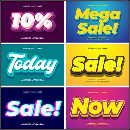 8款创意艺术字3D立体艺术字文本样式矢量模版45