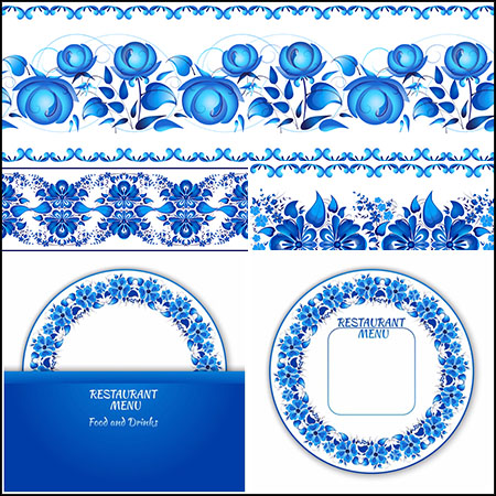 蓝色花卉装饰背景第一素材网矢量素材精选