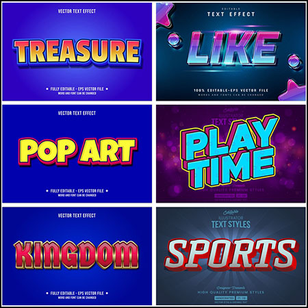 8款创意艺术字3D立体艺术字文本样式矢量模版46