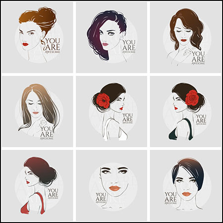 13款漂亮时尚女性插图第一素材网矢量素材精选