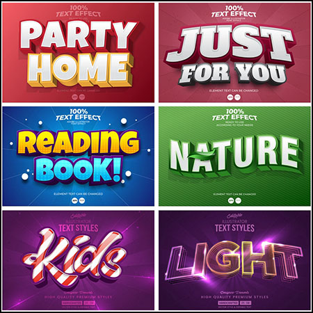 8款创意艺术字3D立体艺术字文本样式矢量模版47