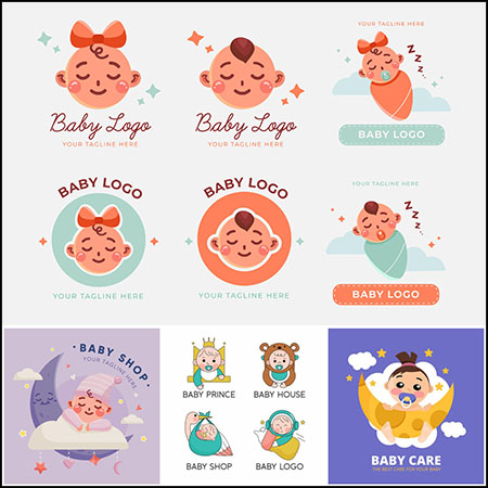 12款母婴店可爱婴儿LOGO标志矢量店标