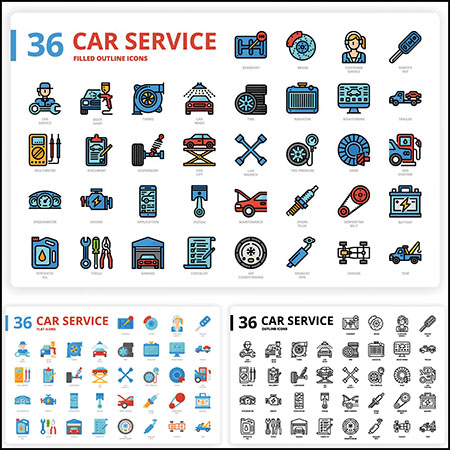 36 个汽车服务图标PNG/AI/EPS/SVG第一素材网矢量素材精选