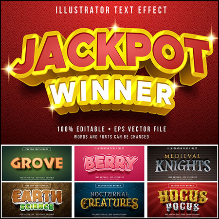 8款创意艺术字3D立体艺术字文本样式矢量模版49