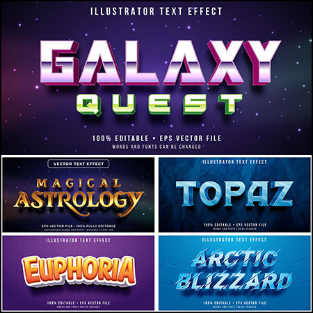 7款创意艺术字3D立体艺术字文本样式矢量模版50