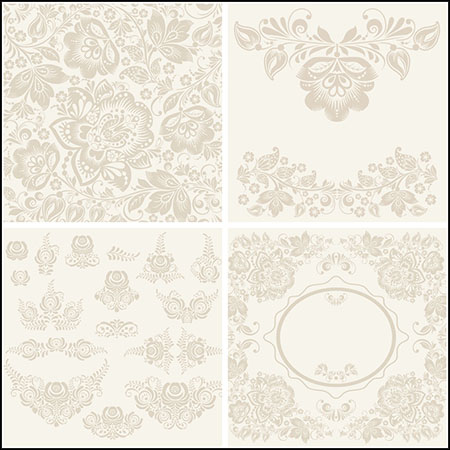 6款欧式风格花纹图案第一素材网矢量背景精选素材