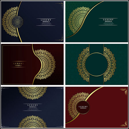 7款欧式曼陀罗花纹花卉名片卡片框架第一素材网矢量模板精选