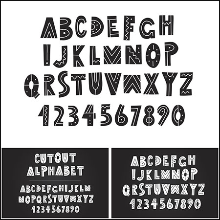 4套手绘英文字母和数字第一素材网矢量素材精选