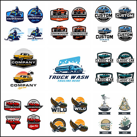 42款复古风格汽车餐饮等LOGO标志第一素材网矢量素材精选