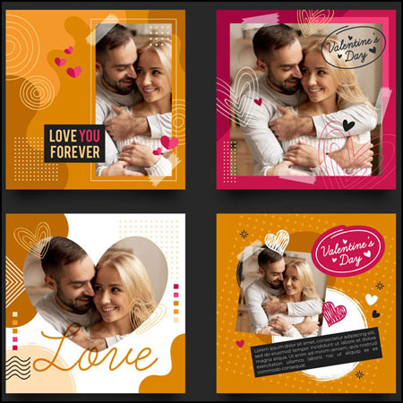 6款情人节Instagram交互网站宣传横幅第一素材网矢量模板精选