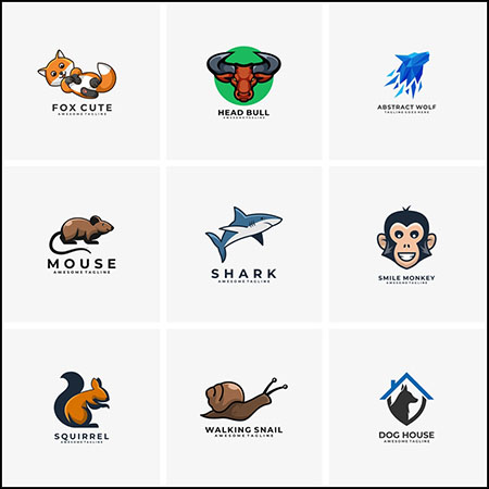 13款可爱卡通动物形象企业LOGO标志徽标第一素材网矢量模板精选