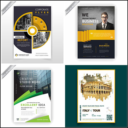 8款企业介绍宣传单和旅游传单第一素材网矢量模板精选