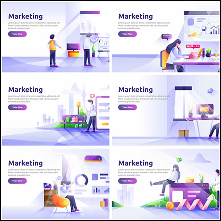 9款网络营销社交媒体网页APP登陆页面插图第一素材网矢量素材精选