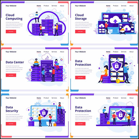9款商务和IT技术平面设计网页APP登陆页面施琅素材