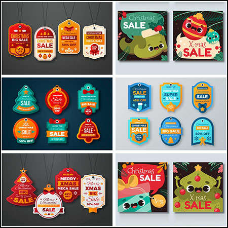 5套圣诞节风格促销打折吊牌标签第一素材网矢量模板精选