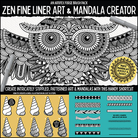 曼陀罗艺术风格Illustrator笔刷AI素材