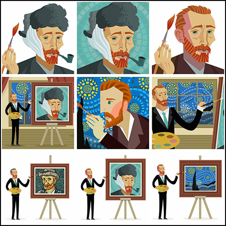 12款文森特梵高矢量人物插图