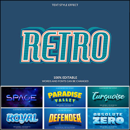 8款创意艺术字3D立体艺术字文本样式矢量模版60