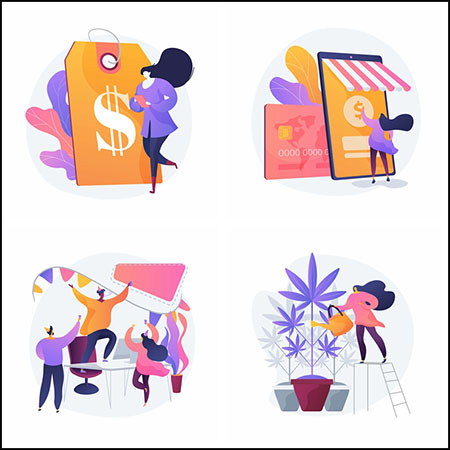 4款网上购物电商超市购物海报插图第一素材网矢量素材精选