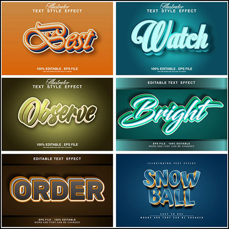 11款创意艺术字3D立体艺术字文本样式矢量模版64