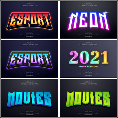 6款创意艺术字3D立体艺术字文本样式矢量模版70