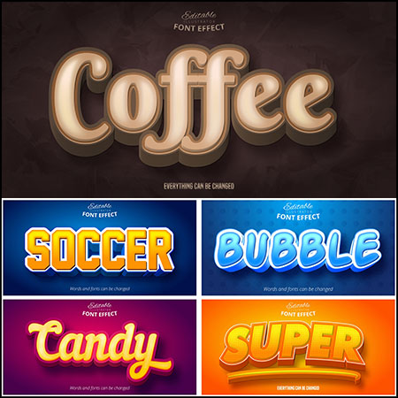 7款创意艺术字3D立体艺术字文本样式矢量模版71