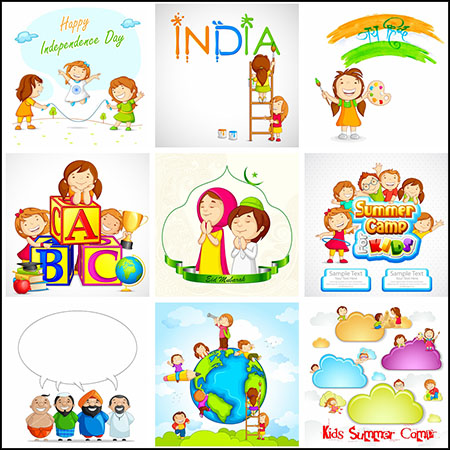 25款儿童教育学习玩耍第一素材网矢量插图精选