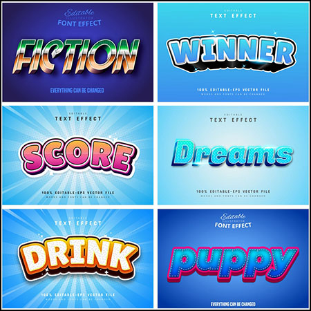 6款创意艺术字3D立体艺术字文本样式矢量模版75