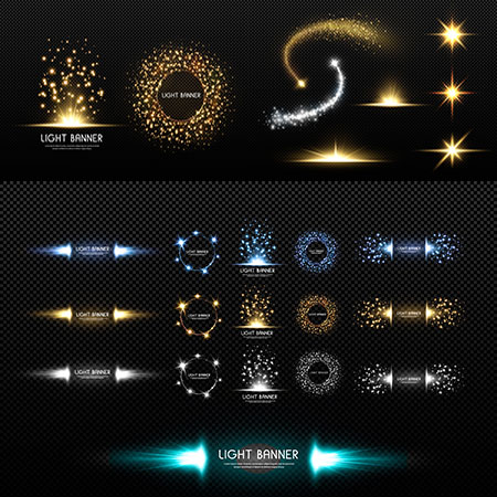 10套金色粒子光线光圈光束第一素材网矢量背景精选插图