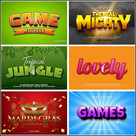 6款创意艺术字3D立体艺术字文本样式矢量模版78