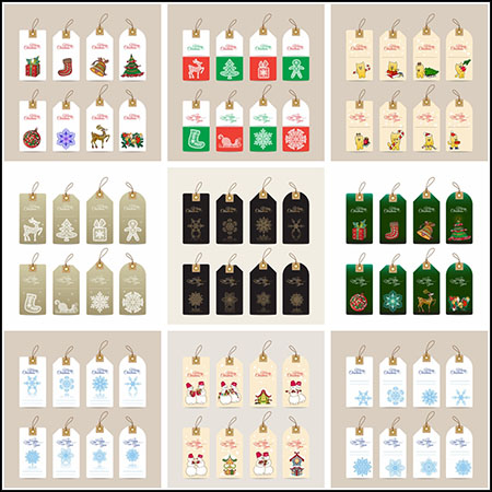 9套圣诞节风格吊牌第一素材网矢量模板精选