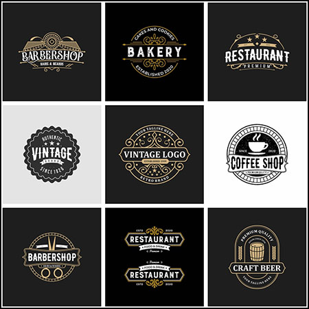 9款餐饮餐厅沙龙理发品牌LOGO标志第一素材网矢量模板精选