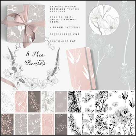 35+种花卉植物图案和8个Instagram 模板