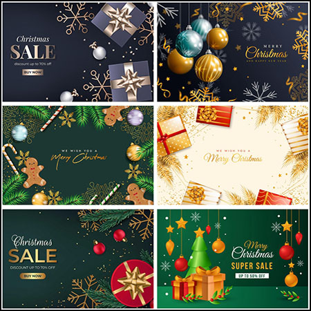 12款圣诞节活动促销打折横幅矢量海报