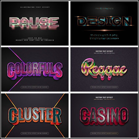 7款创意艺术字3D立体艺术字文本样式矢量模版87