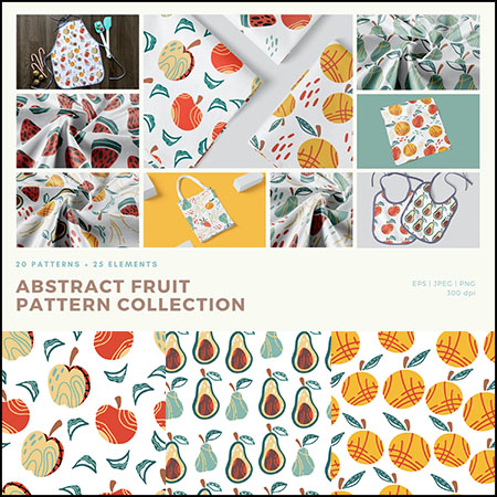 25款抽象水果无缝背景图案JPG/PNG/EPS第一素材网矢量素材精选