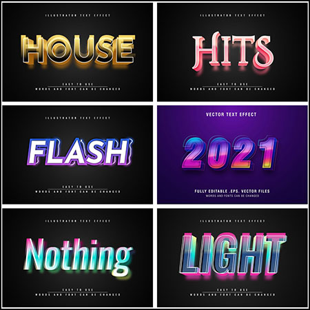 6款创意艺术字3D立体艺术字文本样式矢量模版88