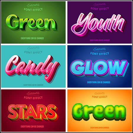 6款创意艺术字3D立体艺术字文本样式矢量模版89