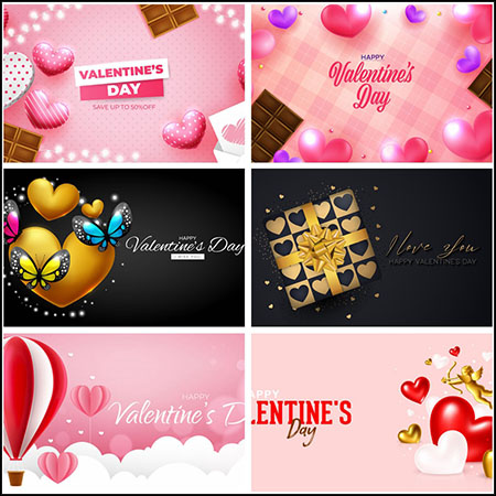 7款情人节快乐横幅第一素材网矢量模板精选